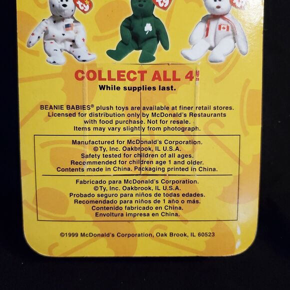 Ty Beanie Baby Britannia The Bear 1997 Retired PVC Pellets 4th Gen McDonalds - Picture 9 of 9